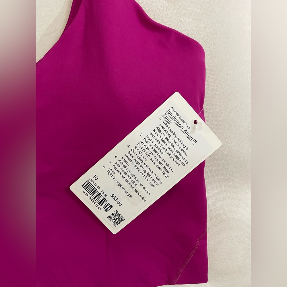 NWT Lululemon Align Tank Top Ripened Raspberry Size 10 A/B Cup - Picture 9 of 10